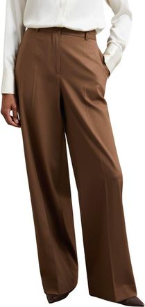Reiss Solene Wool Blend Wide Leg Pants in Tan at Nordstrom, Size 4 Us