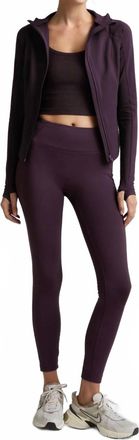 Beyond Yoga Pacer Fleece Zip Pocket Long Legging In Eggplant