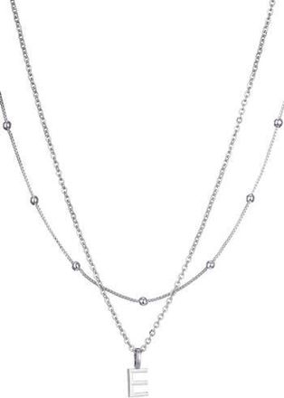 Adornia Initial Pendant Layered Chain Necklace in Silver-E at Nordstrom Rack