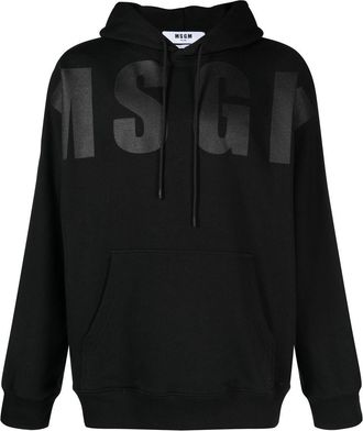 Msgm appliqu&eacute; logo hoodie - men - Cotton - S - Black