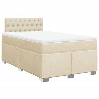 vidaXL Cama Box Spring Con Colch&oacute;n Tela Color Crema 120x200 Cm Vidaxl