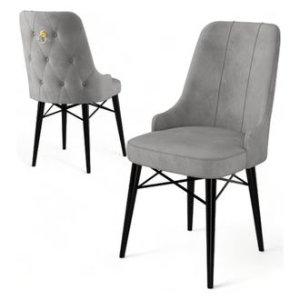 Dmora Silla Cressa, 6 Sillas, Acolchada, Soporta 120 Kg, Gris