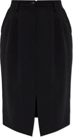 Dolce & Gabbana Wollen rok met voorste split - Dames - Midirokken - Zwart - XS - Wol - Rokken