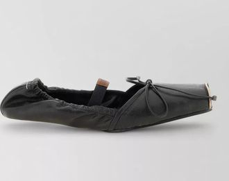 Maison Margiela square toe ballet shoes elastic trim bow