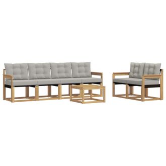vidaXL Conjunto De Sof&aacute;s De Exterior 7 Pcs Blanco Y Gris Claro Vidaxl