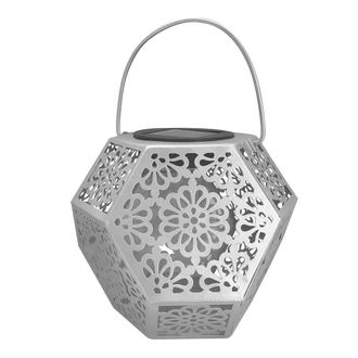 OEM L&aacute;mpara Solar Colgante Port&aacute;til Para Exteriores, De Metal Plateado Con Dise&ntilde;o De Diamante, Iluminaci&oacute;n Led Retro Para Decoraci&oacute;n De Jard&iacute;n, Ip44