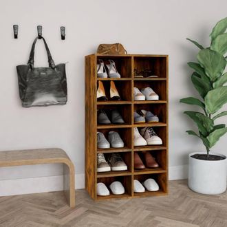 vidaXL Zapatero Madera Contrachapada Roble Ahumado 54x34x100,5 Cm Vidaxl