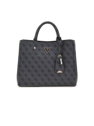 Guess Womens Satchel Bag Coal Logo Polyurethane - Satchel-Bags