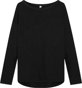 10 Days Wijdvallende Linnen Longsleeve Shirt - Dames - Longsleeves - Zwart - 2XS - Linnen - Tops