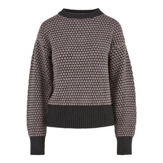 Bomboogie Round-neck Knitwear, female, Black, Size: XS Soft touch jacquard sweater