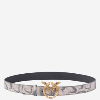 Pinko Womens Leather Belt Animal Print Multicolour