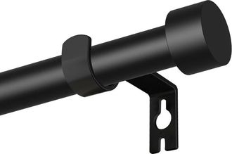 OEM Barra De Cortina Negra De 25 Mm - Longitud Ajustable De 122 A 213 Cm - Con Remates Y Soportes Individuales - Ideal Para Dormitorio Y Sala De Estar