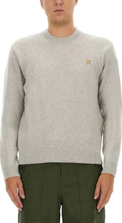 Maison Kitsun&eacute; Light Grey Logo Sweaters