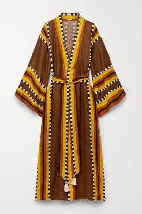 Johanna Ortiz + Net Sustain Vestaglia In Lino Stampata - Giallo