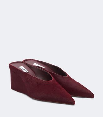 Alaia Ala&iuml;a Cube calf hair wedge mules