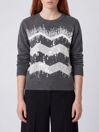 Liu Jo Maglia girocollo in acrilico con motivo a zig zag e paillettes