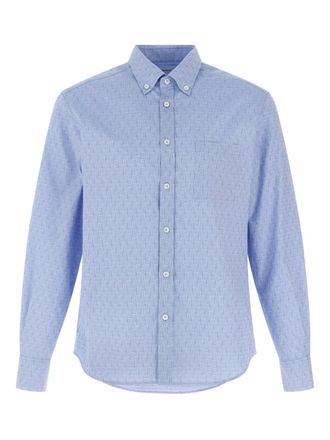Ferragamo Ferragamo monogram cotton shirt - men - Cotton - XXXL - Blue
