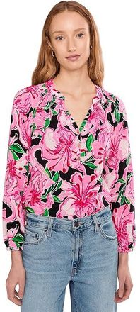 Lilly Pulitzer Elsa Top Womens Blouse Onyx : XXS, Silk