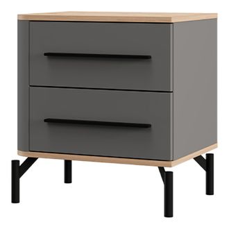 Dmora Mesa De Noche Ojai, 2 Cajones, Un Estante, Apertura Deslizante, 52x40x56h Cm Negro Antracita
