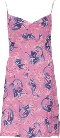 Versace Jeans Couture Pink Mermaid Print Satin Mini Dress