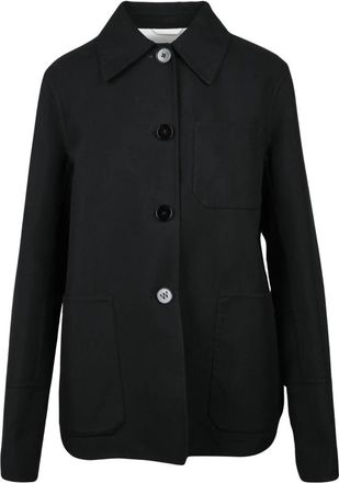 Jil Sander Giubbotto in Tela - Dames - Zomerjassen - Zwart - XS - Katoen - Jassen