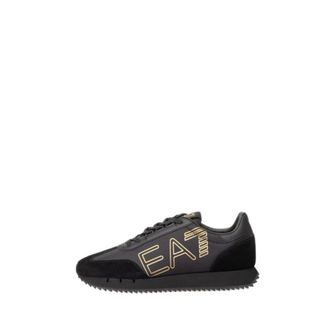 Emporio Armani Flat Sneakers - Heren - Sneakers - Zwart - 41 1/2 EU - Leer - Schoenen
