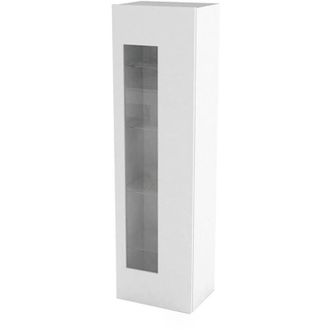 Dmora Dmora - Mobile a colonna con anta a vetro, Made in Italy, Credenza con ripiani, Vetrinetta da soggiorno, cm 45x34h162, colore Bianco lucido, con