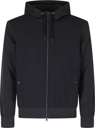 Herno Giubbotto Taglio Felpa Cappuccio - Heren - Zomerjassen - Blauw - XL - Katoen - Jassen