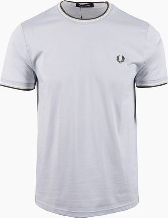 Fred Perry Mens FRED PERRY TWIN TIPPED T-SHIRT DUSKY BLUE/ECRU/LAUREL WREATH - White - Size: 38