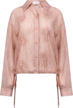 Nukus Ally Blouse Borduurwerk - Dames - Blouses - Roze - M - Nylon - Overhemden