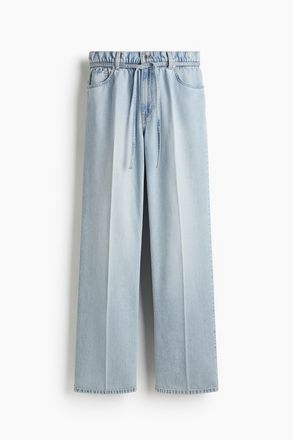 H&M Paperbag-Jeans mit G&uuml;rtel - Blasses Denimblau