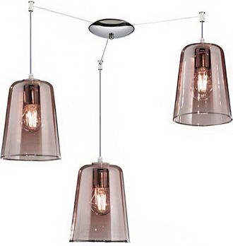 Top-Light Sospensione Tripla Top Light Shaded 1164cr S3 E27 Led Vetro Colorato Lampada Soffitto Moderna, Colore Rame