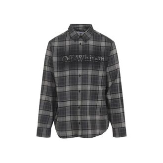 Off-white Dark Grey Logo Plaid Shirt
