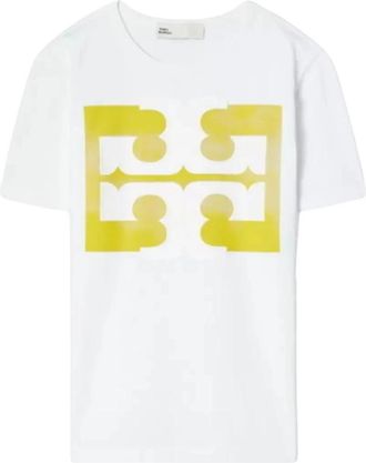 Tory Burch Ombre Logo T-shirt - Dames - T-shirts - Wit - XS - Katoen - Tops