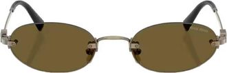 Miu Miu Brown Oval Ladies Sunglasses MU A54S 26C09Z 51