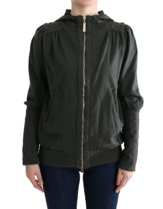 Exte Top Hooded Cotton Zipper Womens Sweater