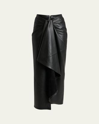 Givenchy Draped Leather Maxi Skirt