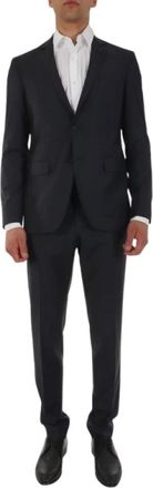 Karl Lagerfeld Enkelrijig Tweedelig Pak - Heren - Business pakken - Blauw - 2XL - Tweed - Kostuums