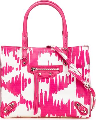 Balenciaga Pre-owned Womens Everyday Tote Paint Splatter - White Leather - One Size