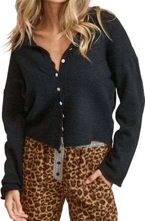 Mimosa Lightweight Button-Down Cardigan Top In Black