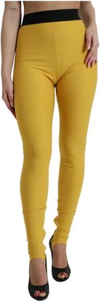 Dolce & Gabbana Mosterdgele High Waisted Leggings - Dames - Leggings - Geel - S - Nylon - Broeken