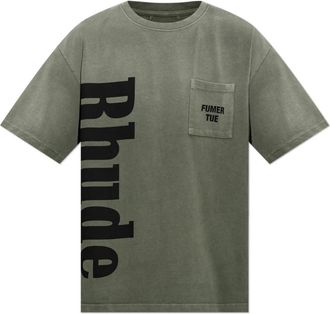 Rhude Logo Pocket Tee - Heren - T-shirts - Groen - M - Katoen - Tops