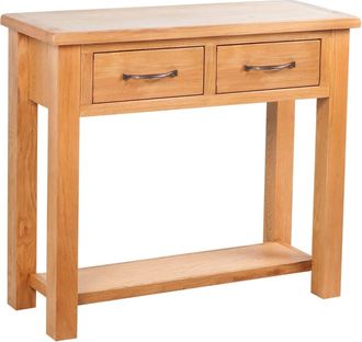 vidaXL Mesa Consola Con 2 Cajones Madera Maciza De Roble 83x30x73 Cm Vidaxl