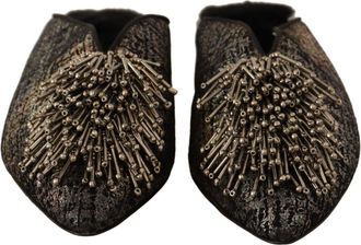 Paola d'Arcano Jacquard Leather Embellished Slip On Womens Shoes