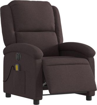 vidaXL Sillón reclinable de masaje eléctrico tela marrón oscuro Vidaxl