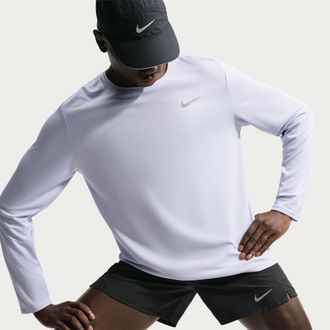 Nike Mens Miler Dri-FIT Long-Sleeve Running Top in Grey | FB7070-057