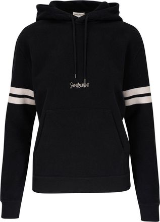 Saint Laurent logo-embroidered organic-cotton hoodie - women - Organic Cotton - S - Black
