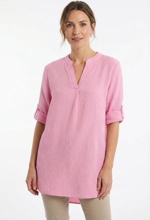 Zwillingsherz Schlupfbluse ZWILLINGSHERZ Rom, Damen, rosa, Web, Obermaterial: 100% Baumwolle, unifarben, ca. Mitte Oberschenkel, tiefer V-Ausschnitt, Krempel&auml;rmel 1