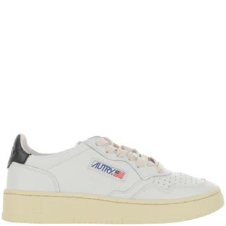 Autry Perforated Leather Sneakers with Contrast Heel Tab and Logo Detail