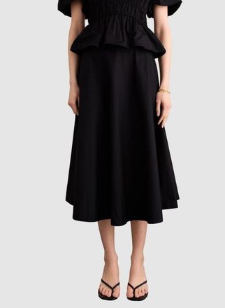 Baukjen Loretta Organic Cotton Midi Skirt in Caviar Black at Nordstrom, Size 10